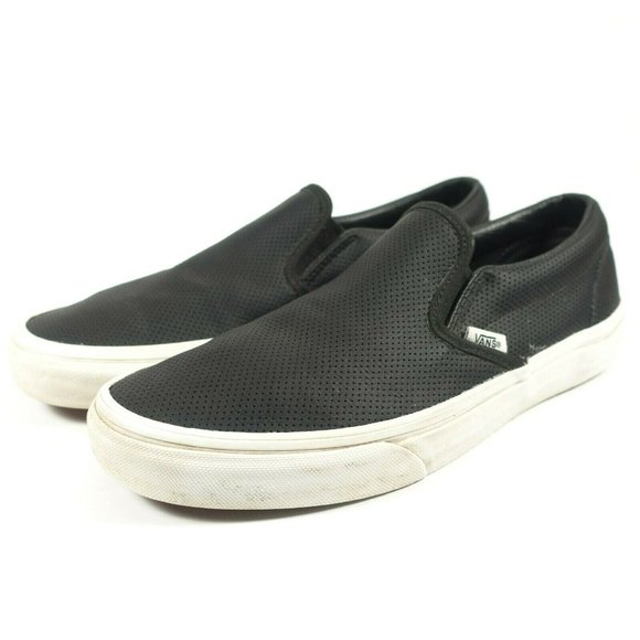 vans classic slip on shoes black perforated leather